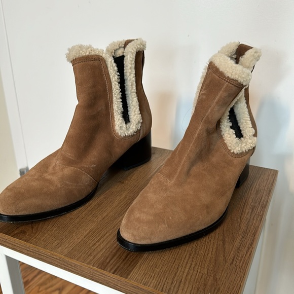 Rag & Bone Walker Shearling Trimmed Suede Ankle Boots - Picture 4 of 8